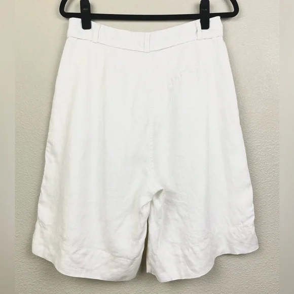 DISSH Women's 8 Kayla White 100% Linen Bermuda Short High Rise Lined Tailored - Picture 10 of 16
